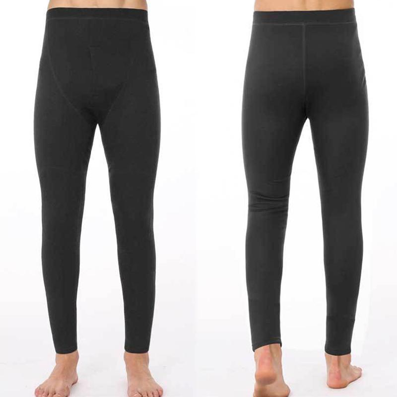 Men Winter Autumn Plus Velvet Thicken Warm Pants Tight Male High Elasticity Wearable Comfortable Soft Lining Patch Knee Pads Windproof Double Warmth