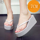 Flip-flops Female Version of All-match Casual Fashion Thin Belt Sponge Cake Sandals and Slippers Female Summer Flip-flops Non-slip Soft Beach Shoes