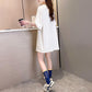 Women's Short-sleeved T-shirt Tops Loose Cotton Mid-length Short-sleeved Irregular Split T-shirts Women's Color T-shirts