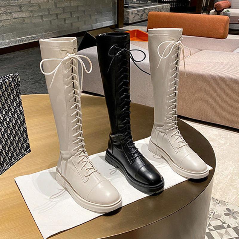 Soft Leather Boots 2021 Autumn and Winter Knight Boots Tall But Knee Boots Are Thin Martin Boots