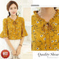 Summer Women Tops Floral Print Chiffon Blouse Bow Short Sleeve Plus Size Tops