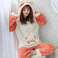 Flannel Is Soft, Does Not Shed, Does Not Fade, Casual Cute Suit Pajamas, Women's Long-sleeved Thickened Plus Velvet Home Clothes Can Be Worn Out