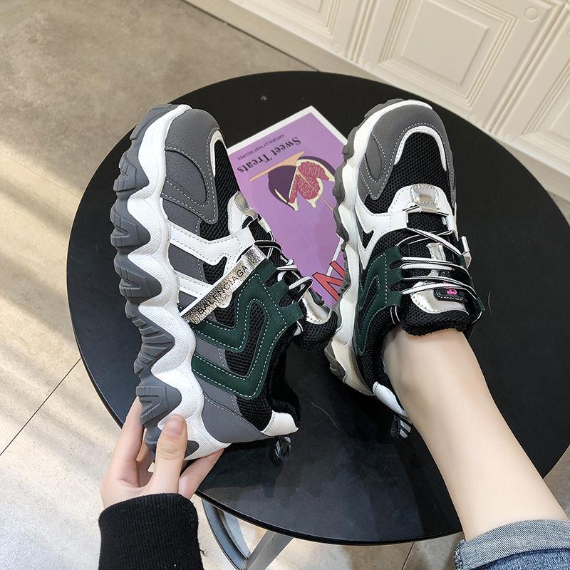 Spring and summer shoes women's sports shoes wild thick bottom breathable running ins daddy shoes