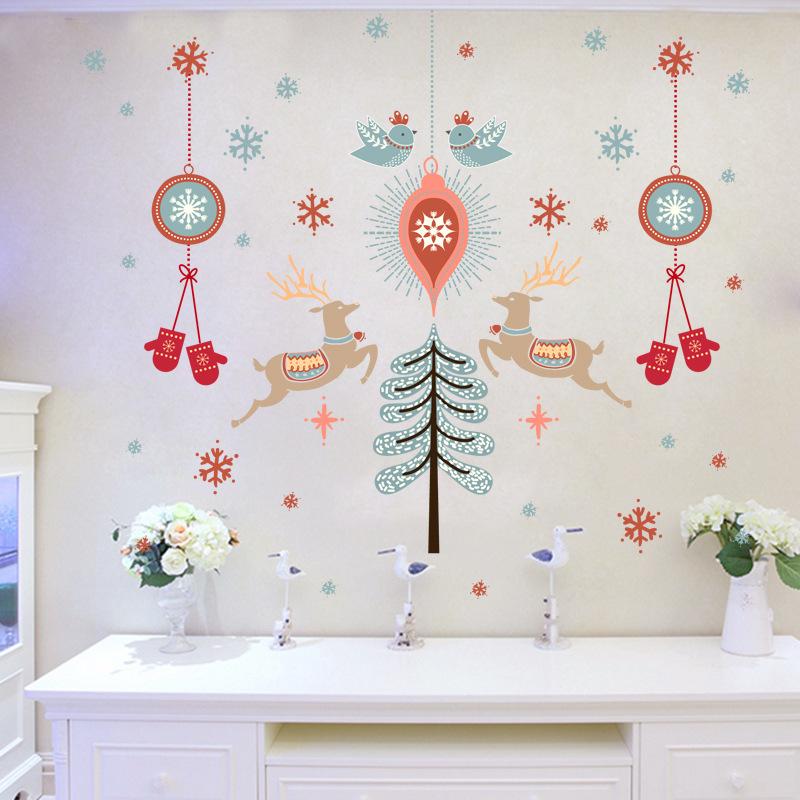 Happy Christmas wall sticker bedroom living room window glass door rise sticker PVC removable