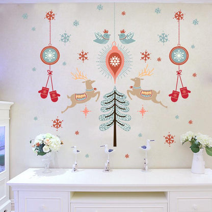 Happy Christmas wall sticker bedroom living room window glass door rise sticker PVC removable