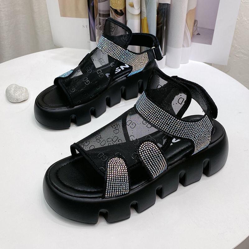 Sandals Women's Summer Heightening Velcro Thick Bottom Comfortable Casual Sports Sandals Lightweight Non-slip Mesh Breathable