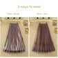 Golden Velvet Yarn Skirt Woman's Mid-length Elastic Waist Printed Lace High Waist A-line Skirt Pleated Skirt School Work Travel