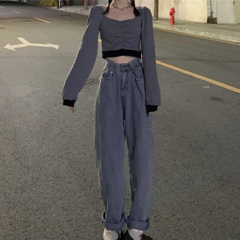 Womens Slim Thin frill pleating Splicing Tops Blouse Casual Square collar Pullover T-Shirt