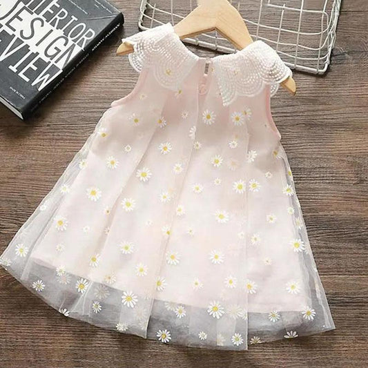 Girls Dress Summer Flower Skirt Girl Baby Cute Princess Skirt Fluffy Girl Sleeveless A-line Skirt Mesh Dress
