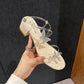 Summer Sandals Women Mid-heel Sandals Transparent Rhinestone Butterfly Sandals Female Temperament Retro All-match Shoes Comfortable and Wear-resistant