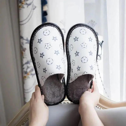 Men's and Women's Cotton Slippers Autumn and Winter Home Furry Plus Velvet Non-slip Waterproof Cotton Shoes