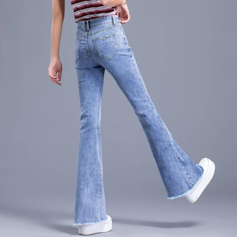 Denim Flare Pants Women Jeans Wide Leg Trousers Ladies Casual Bell-Bottoms Flare Pant Female Jeans