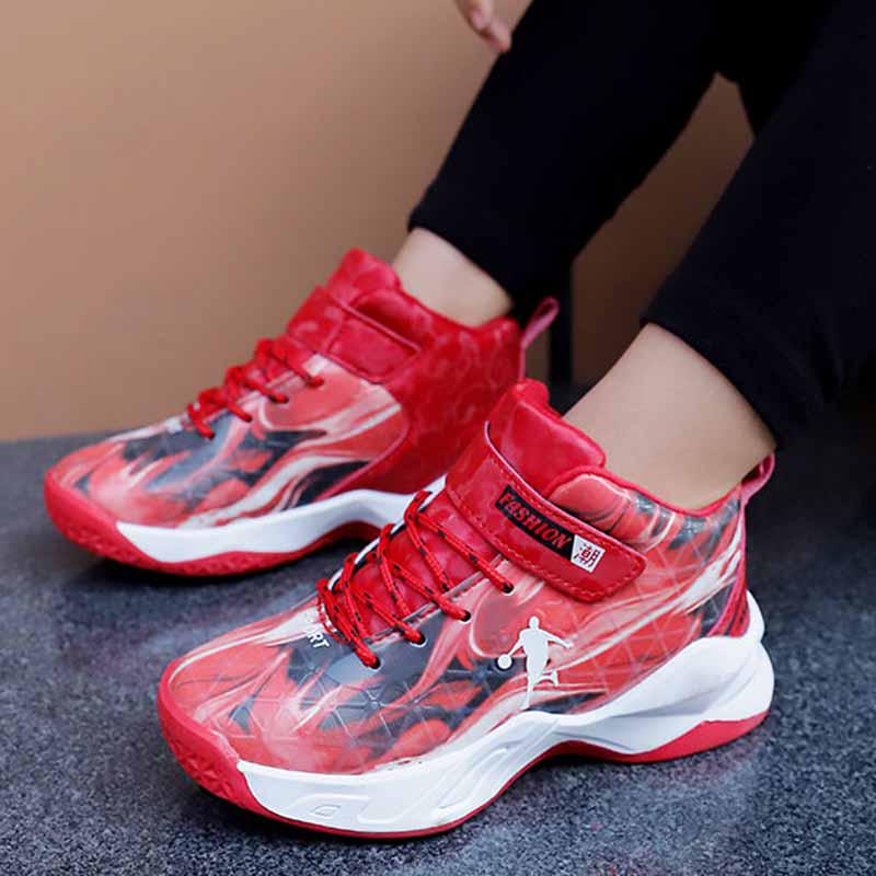 Size 31-39 Child High-top Sneakers Kids Mesh Breathable Basketball Shoes Shockproof Running Shoes Wear-resistant Deodorant Baby Shoes