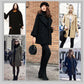 Loose Black Woolen Coat Mid-length Woolen Coat Autumn  Winter Thick Double-breasted Pea Coat