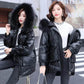 White Duck Down Jacket Women's Mid-length Large Fur Collar Bright Face Wash-free Thick Coat