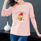 Spring Women Long-sleeved T-shirt Birthday Cake Print Pullover Boutique Bottoming Shirt Casual Loose Shirt