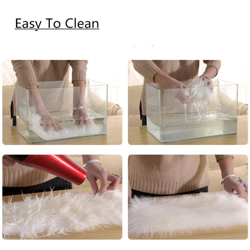 Love Heart Shape Fur Rugs Artificial Wool Sheepskin Baby Room Bedroom Soft Area Mat Long Hairy Rug Blue White Pink Shaggy Carpet