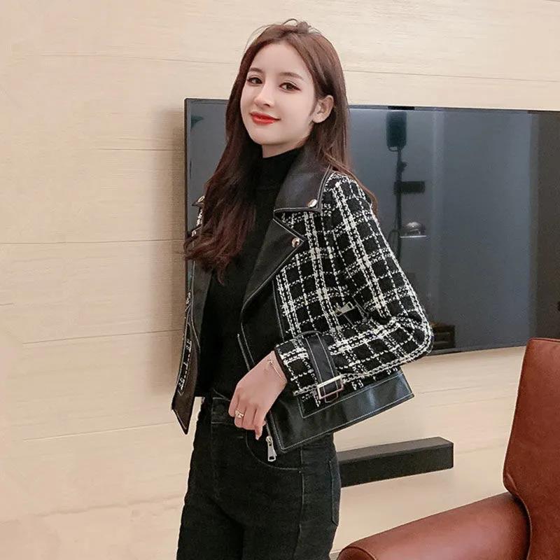 Jacket Women's Spring and Autumn Women's Korean Style Stitching Slim Slim Design Suit