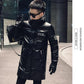 Shiny Cotton Coat Men's Mid-length Hooded Zipper Thickened Solid Color Slim Down Cotton Coat Winter Outdoor Cotton Jacket