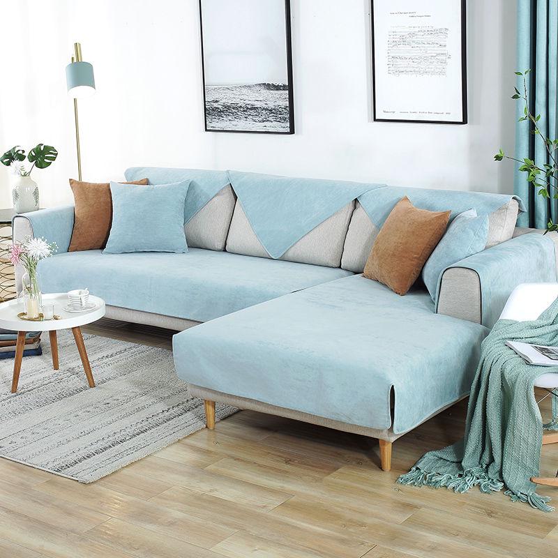 Original Nordic Style Sofa Cover Solid Flannel Couch Cover Non-slip Slipcover Furniture Protector