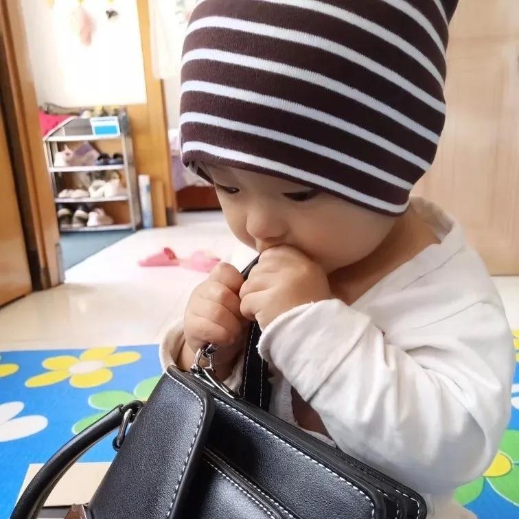 Double-layer Cotton Hats for Babys Solid Color Striped Beanie Hat Newborn Baby Spring Autumn Hat Soft Skin-friendly Sleep Cap