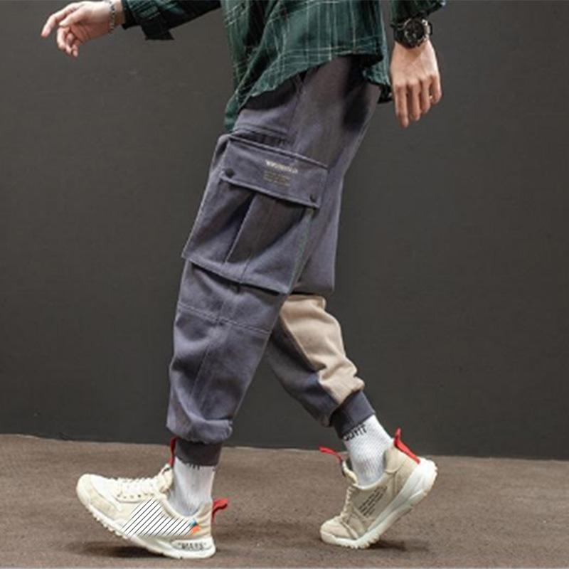 Cotton Retro Loose Hip-hop Ins Sports Pants Overalls Men's Contrasting Color Pockets Long Pants