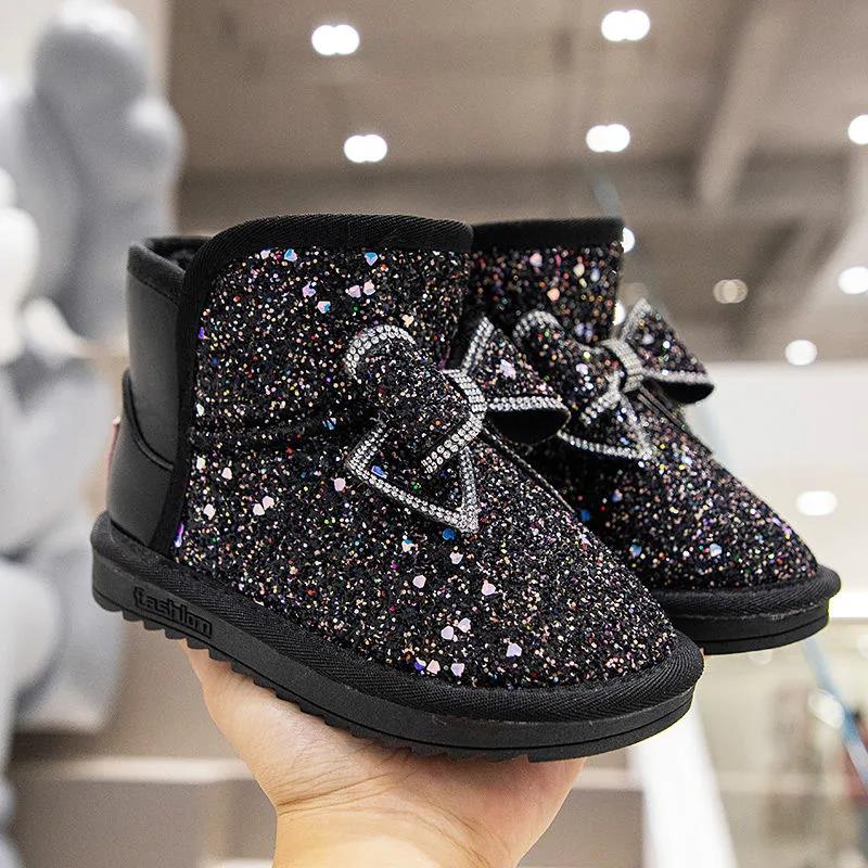 Waterproof Children's Snow Boots Girls' Plush Thickened Cotton Shoes Cute Big Cotton Children's Shoes