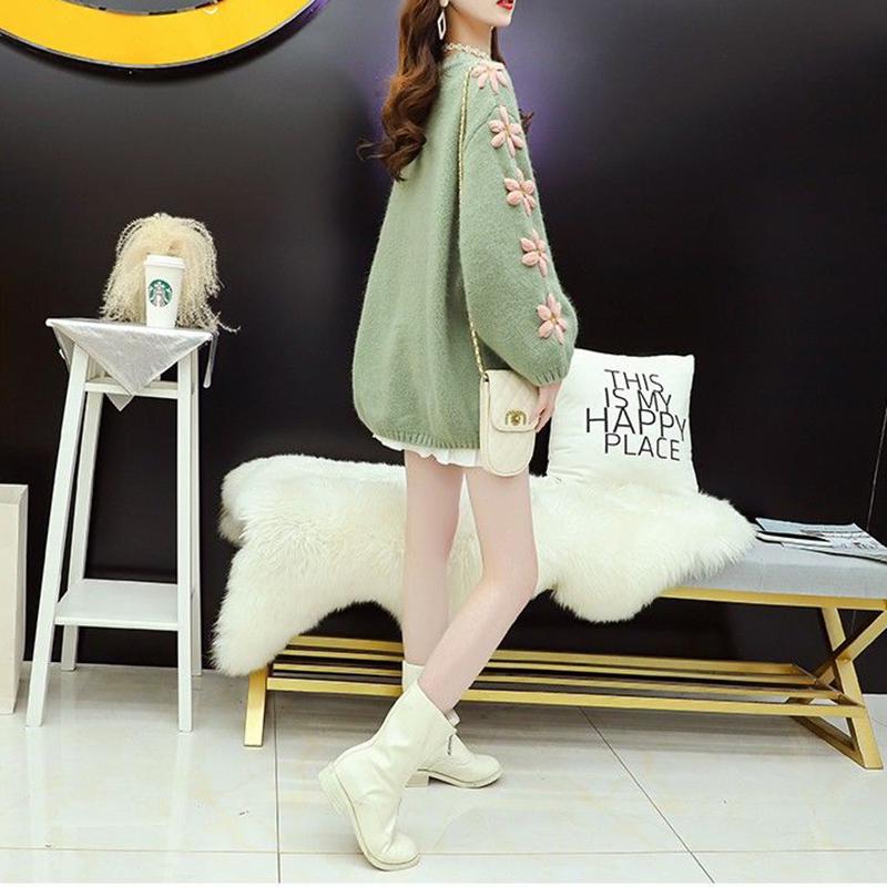 Pullover Women's Sweater Winter Loose Loose Outside Wear Small Fresh Retro Knitted Top