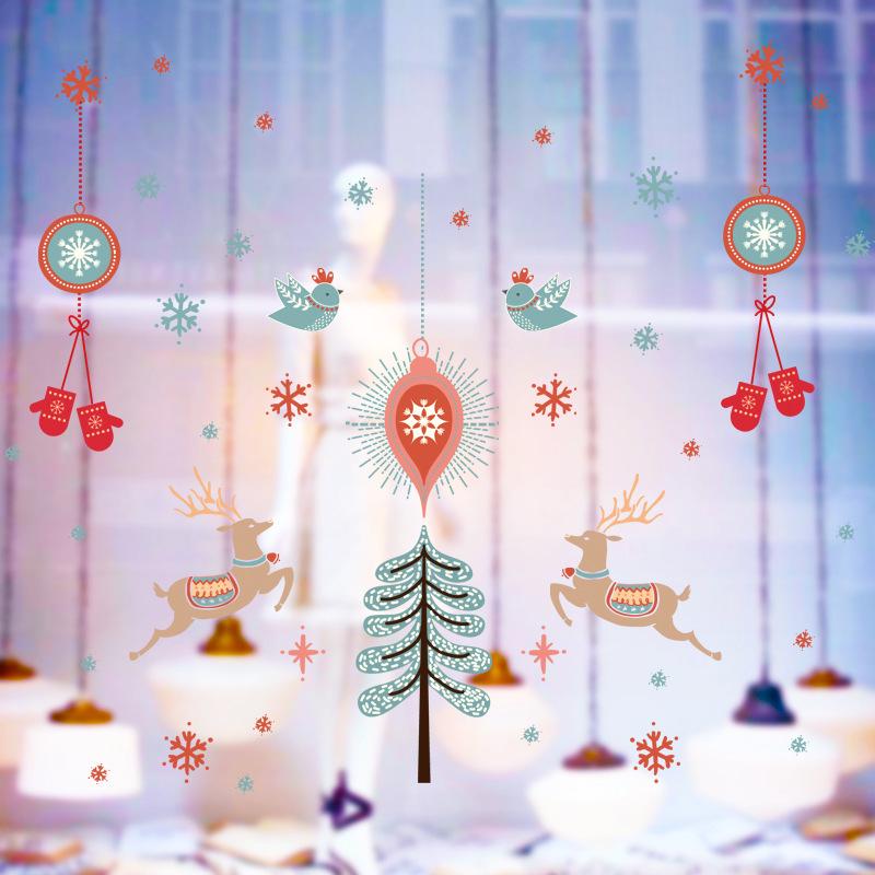 Happy Christmas wall sticker bedroom living room window glass door rise sticker PVC removable