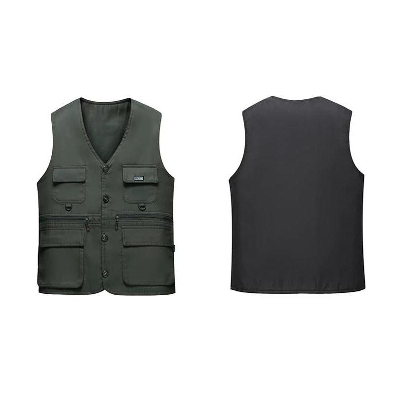 Spring, Summer and Autumn Middle-aged and Elderly Men's Vests Wear Multi-pocket Fishing Photography Casual Vests on Both Sides