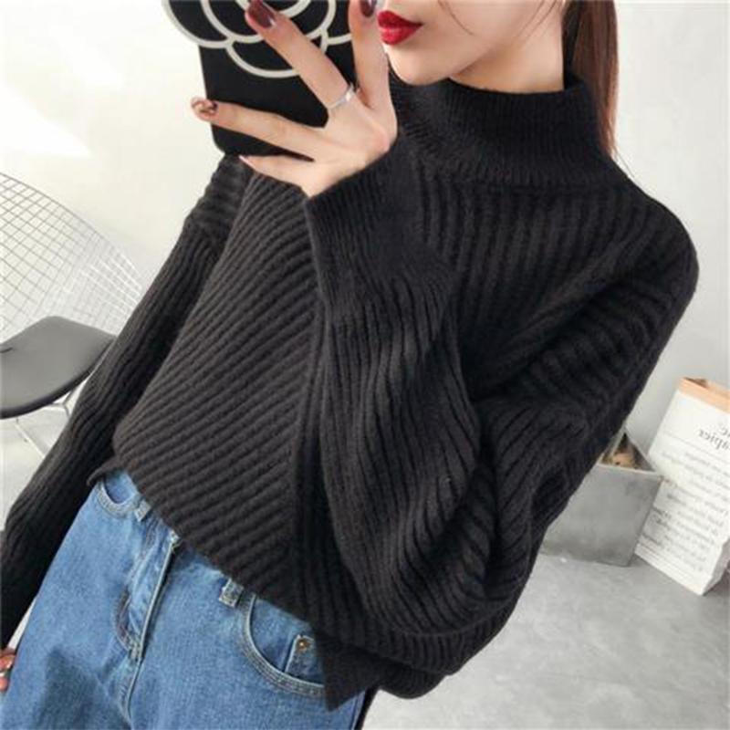 Turtleneck Sweater Women Loose Lazy Style Autumn and Winter Pullover Long-sleeved Thickened Student Bottoming Sweater