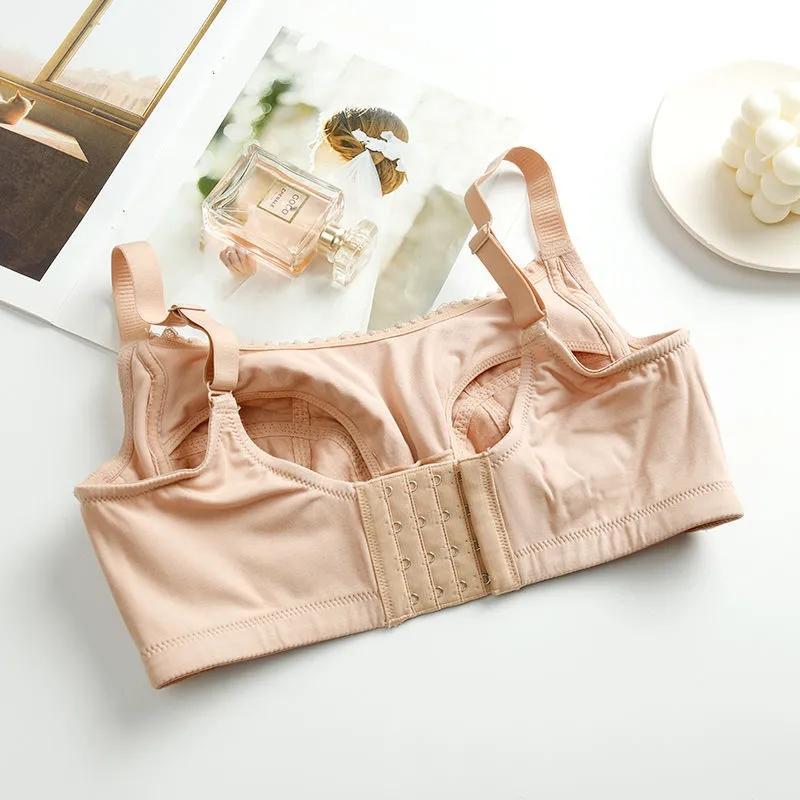 Women's Nursing Underwear Comfortable Large Size Open Button Front Bra Maternity Bra Thin Cotton Lace Comfortable Brassiere No Steel Ring Underwear
