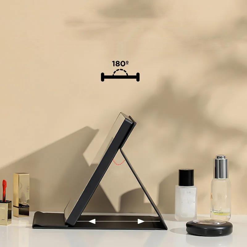 Ladies Professional LED Leather Bluetooth Makeup Mirror Portable Foldable Mirror and Speakers In One HD Mirror Touch Screen Control