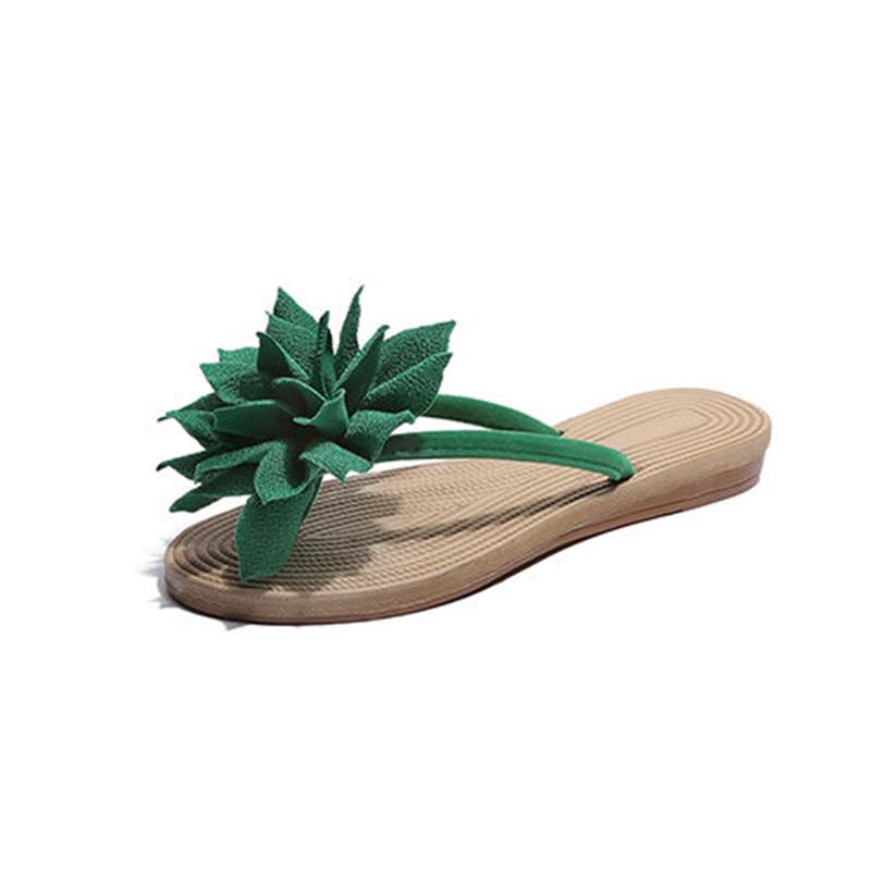Beach Sandals and Slippers Sweet Big Flowers Flat Sandals and Slippers Female Flip Flops Student Flip Flops