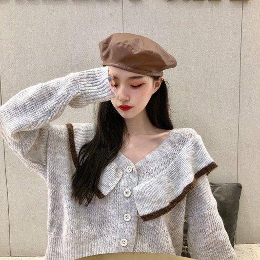 Plus Size Women's Autumn Tops V-neck Loose Long Sleeve Sweater Lazy Style