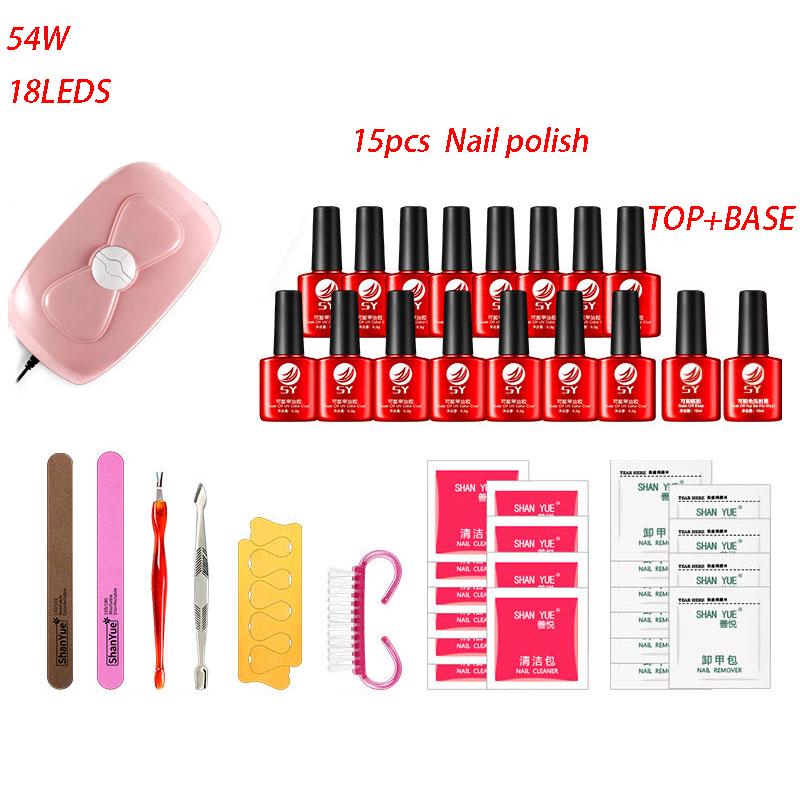 Nail art set 54W UV LED lamp nail Dryer Gel Nail Polish Set kit  Gel Varnish manicure tools kit