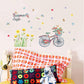 [Wall sticker] cartoon summer bicycle butterfly flowers birds wall stickers for kids rooms bedroom k