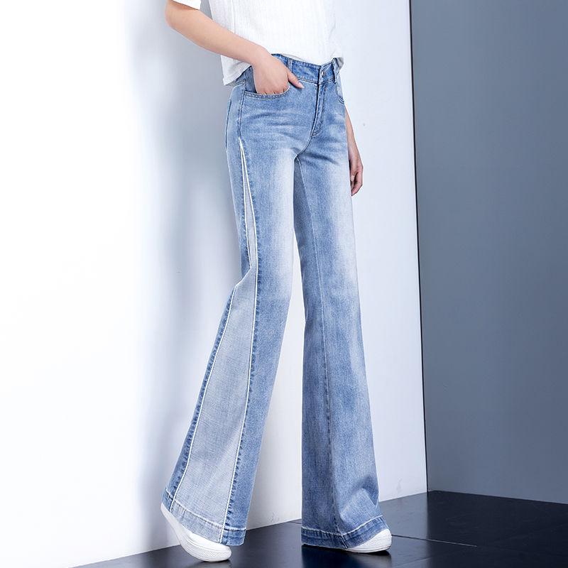 Wide Leg Jeans High Waist Pants Women Flare Denim Long Trousers Stretchy Casual Bell Bottoms Pant