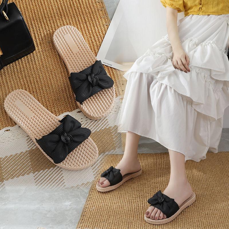 2021 New Summer Slippers Women's Outer Wear Fashion Bows All-match Non-slip Sandals Ladies Slippers
