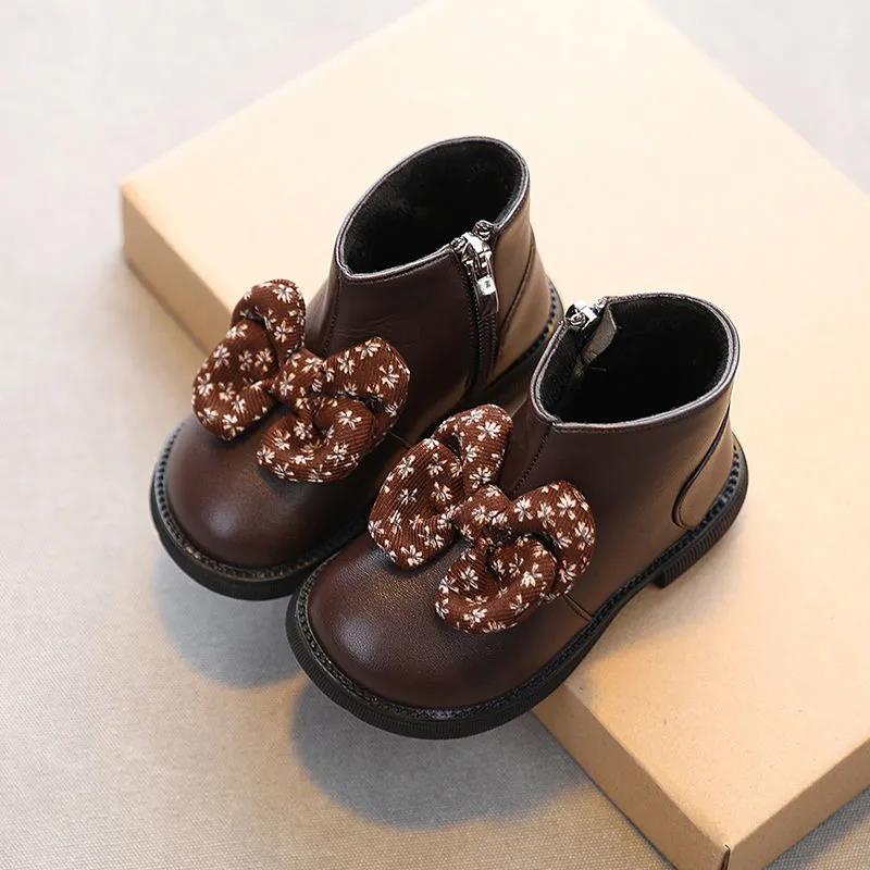 Autumn and Winter Girls' Princess Shoes Soft Soled Warm Girl Baby Walking Shoes Baby Cotton Shoes Children's Leather Boots