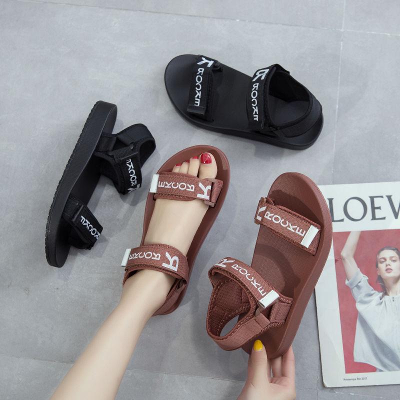 Sandals Female Sports 2020 Summer Velcro Korean Students Wear Wild Flat Beach Shoes Hugh Ins Tide