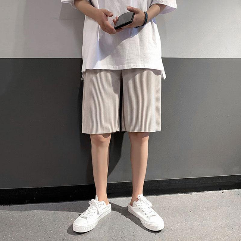 Men's Summer Casual Ice Silk Wide Leg Shorts Men's Thin Versatile Straight Pants Lightweight Breathable Comfortable Loose Five-point Pants