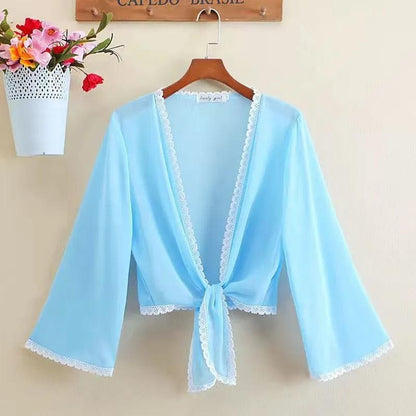 Shawl Cardigan Women's Summer Waistcoat All-match Sun Protection Clothing Thin Section Short Outer Chiffon Shirt