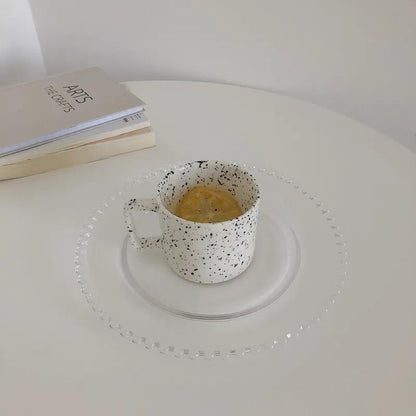 Korea Ins Style Coffee Cup Niche Retro Mug Splash Ink Wave Dot Ceramic Water Cup Female Milk Breakfast Cup