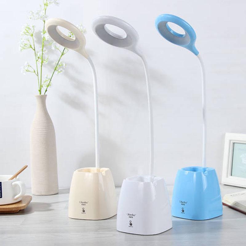 USB Rechargeable Table Lamp Storage Pen Touch Table Lamp for Reading Student Dimmable Desk Lamp
