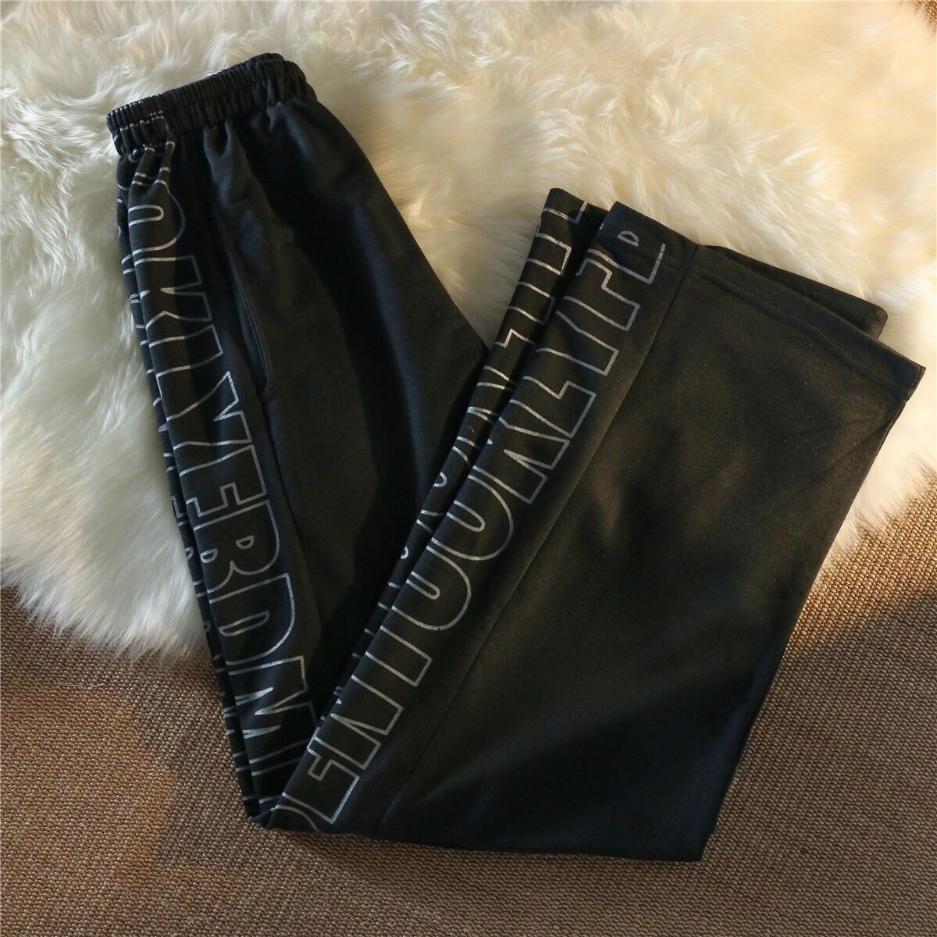 Women's Summer Letter Wide Leg Pants Loose Ins High Street Vertical Straight Tube Men's and Women's Sports Casual Pants