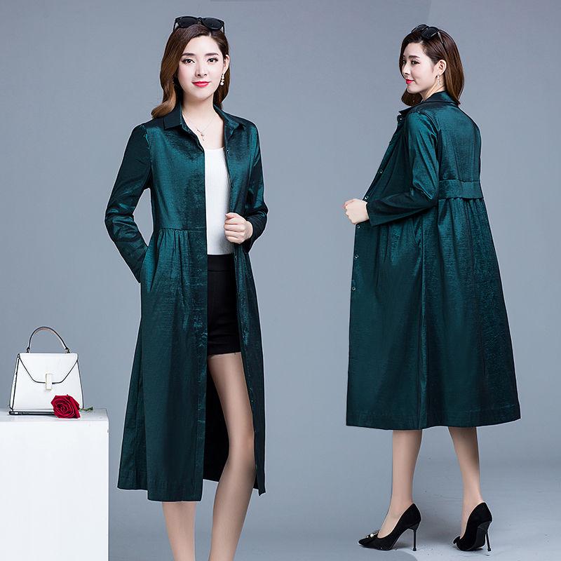 Windbreaker Female Spring and Autumn Long Section Korean Version Loose Temperament Long Overcoat
