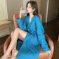 Pajama Party Bathrobe Female Long-sleeved Nightgown Female Spring and Autumn Pure Cotton Ladies Hotel Pajamas Bathrobe Robe Home Service