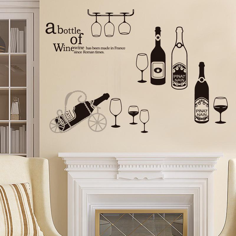 Glass wine bottle Decorative personality kitchen bar DIY creative pvc wall sticker no opp packaging