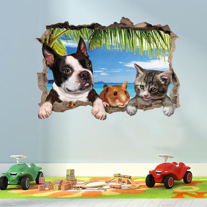 Cute Cat Cartoon Wall Stickers Dog Mouse For Children Room Home Decor Wall Decals Wall Stickers For
